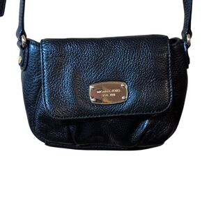Michael Kors Black Black Pebble Grain Leather Flap Snap Shoulder Bag Crossbody